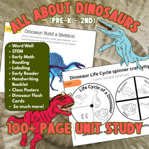 Dinosaur Unit Study | Printable Preschool, Kindergarten & Elementary Homeschool Curriculum | 100+ pages