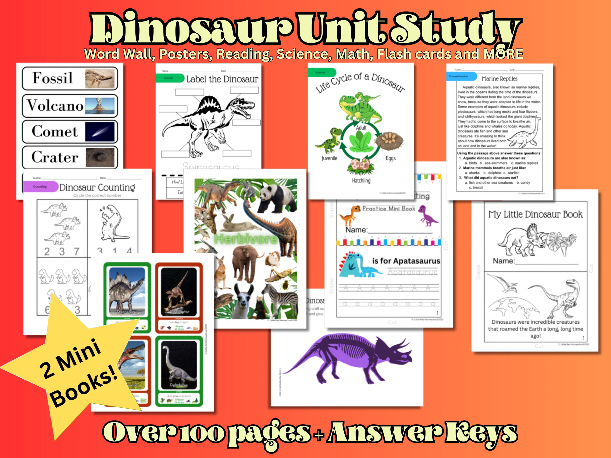 Dinosaur Unit Study | Printable Preschool, Kindergarten & Elementary Homeschool Curriculum | 100+ pages - Image 4
