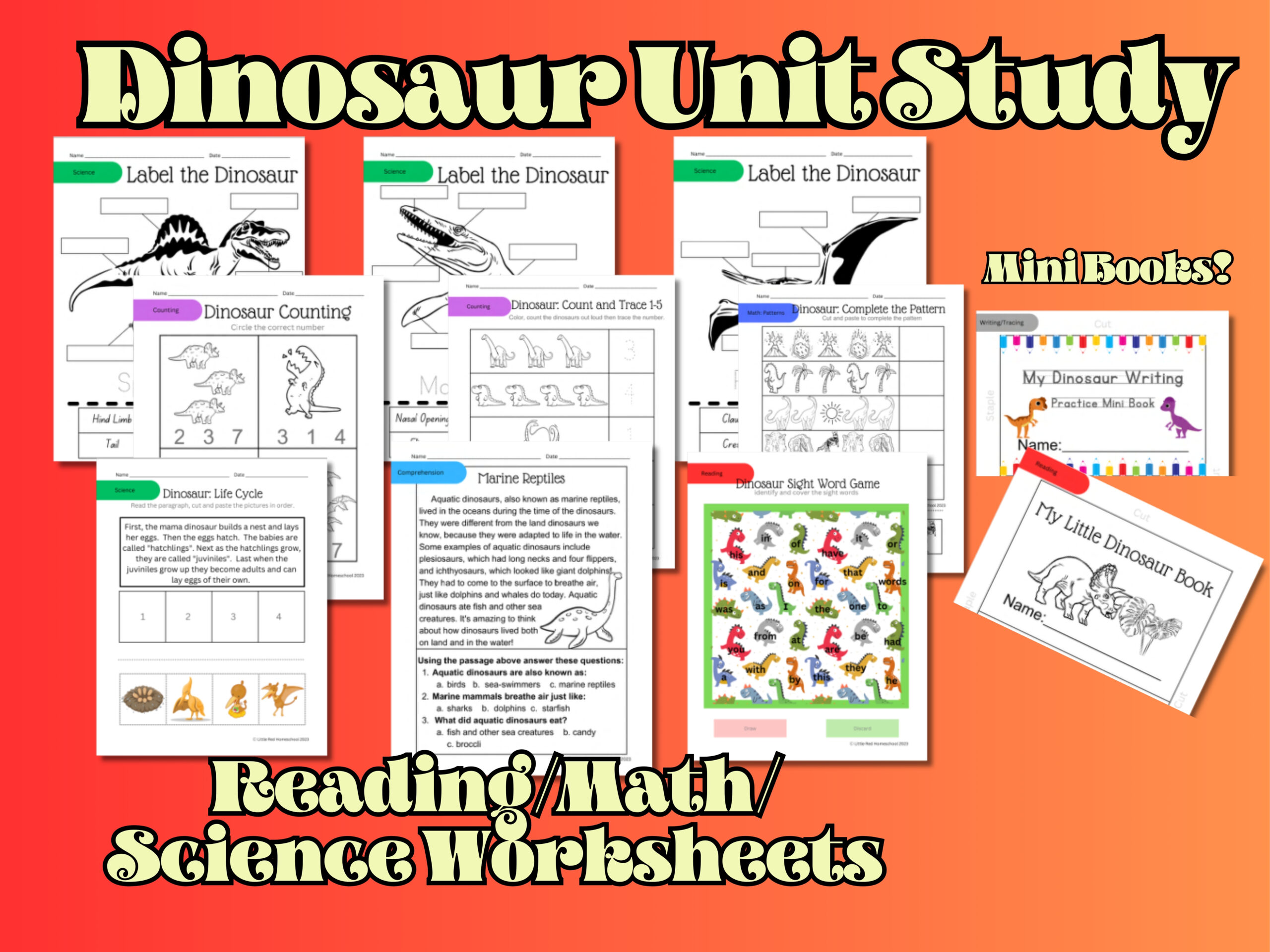 Dinosaur Unit Study | Printable Preschool, Kindergarten & Elementary Homeschool Curriculum | 100+ pages - Image 2